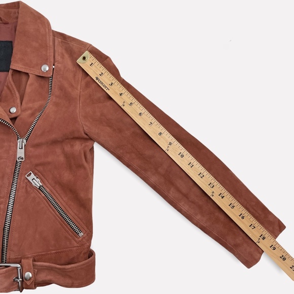 ALLSAINTS‎ Cole Rose Pink Suede Leather Biker Jacket - Picture 8 of 9